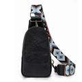 Vintage Washed Sling Bag With Geometric Strap - Black