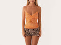 Embroidered Floral Strappy Vest Top - orange