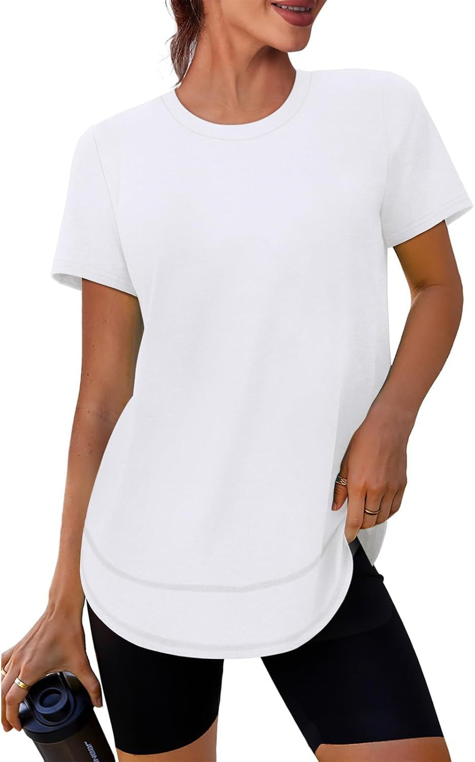 Longline Athletic Tee With Scoop Hem - White