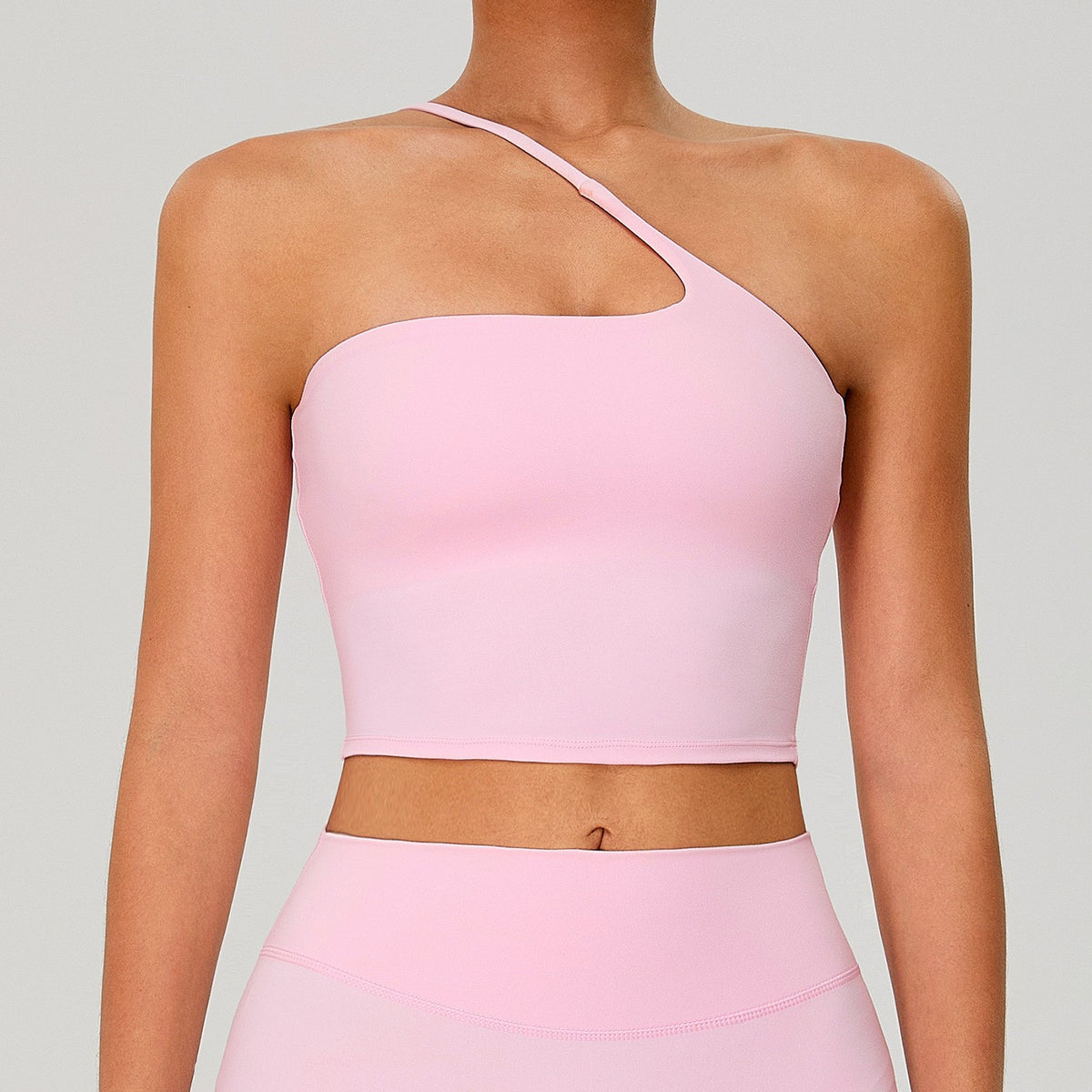 One Shoulder Brushed Longline Yoga Sports Bra