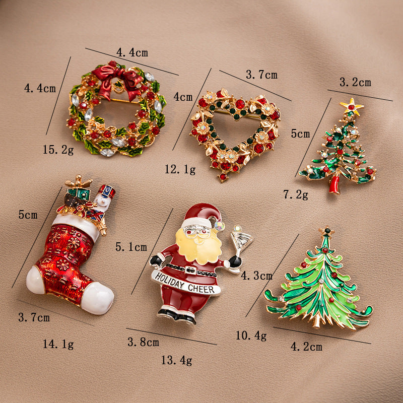 Enamel Holiday Icon Rhinestone Brooch - Love