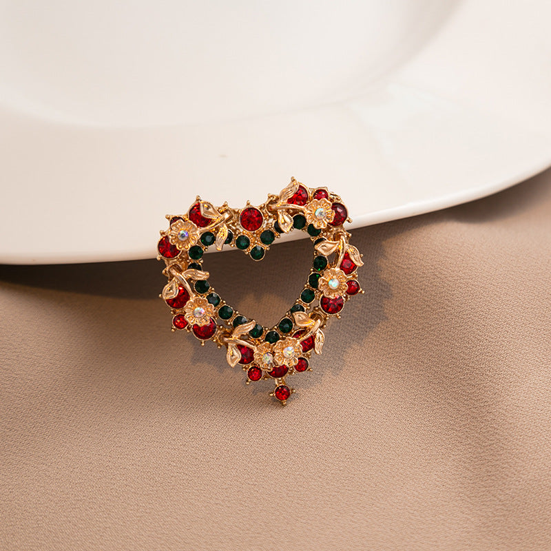 Enamel Holiday Icon Rhinestone Brooch - Love - 2