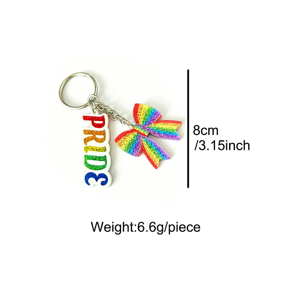 Glitter Acrylic Bow Bag Charm Keychain - PRIDE - 2