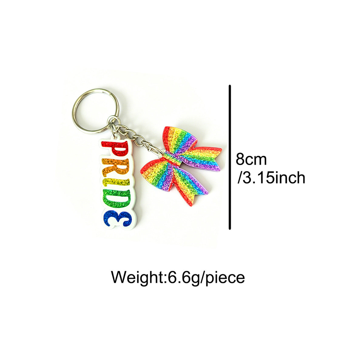 Glitter Acrylic Bow Bag Charm Keychain - PRIDE - 2