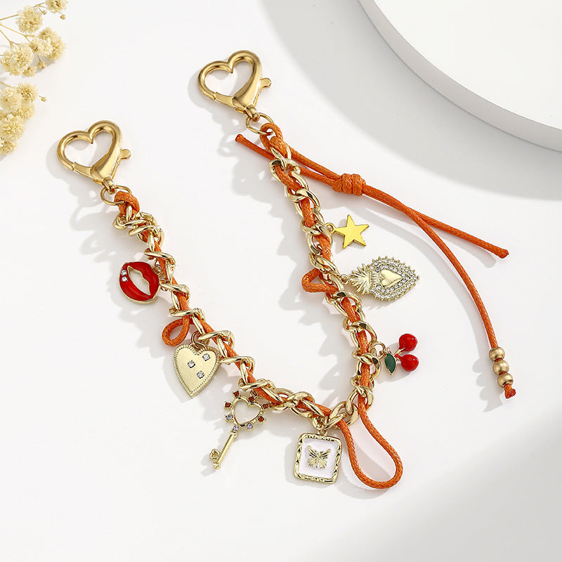 Y2K Cherry & Heart Multi-Charm Bag Chain - view 2
