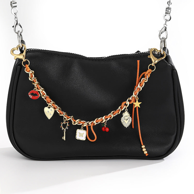 Y2K Cherry & Heart Multi-Charm Bag Chain