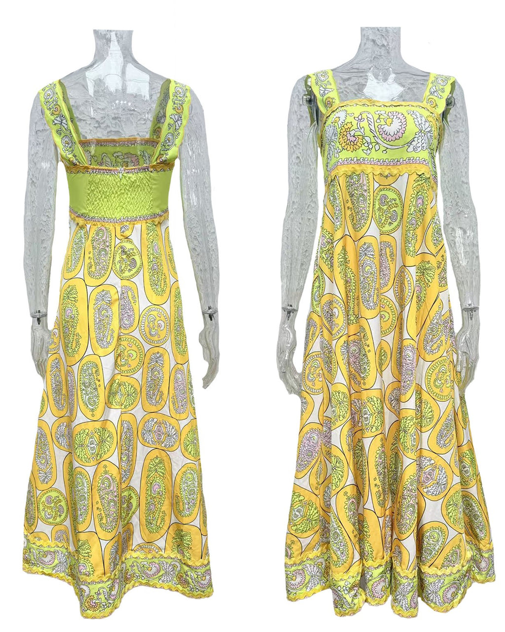 Empire Waist Paisley Print Midi Dress - Ginger - 1