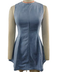 Open Back Denim Fit And Flare Mini Dress - Blue