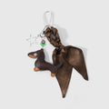Dachshund Bag Charm Keychain With Silk Scarf - Brown