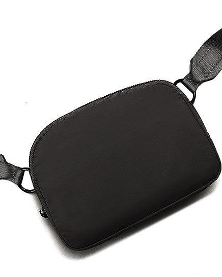Adjustable Strap Nylon Sling Belt Bag - Black