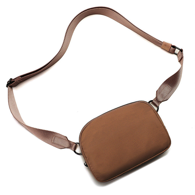 Adjustable Strap Nylon Sling Belt Bag - brown
