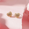 Pave Zircon Mini Heart Studs - Gold