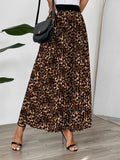 Leopard Print Accordion Pleat Maxi Skirt - Leopard