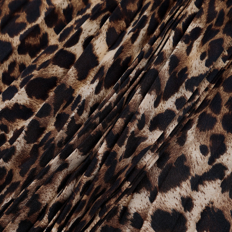 Leopard Print Accordion Pleat Maxi Skirt - Leopard - 4