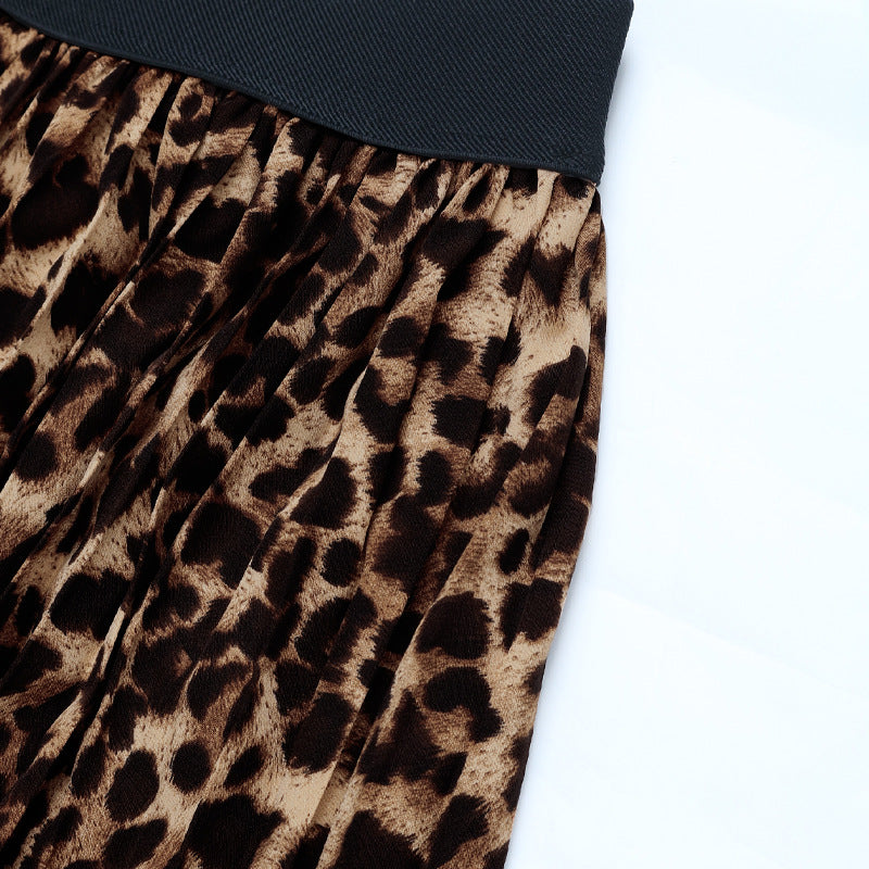 Leopard Print Accordion Pleat Maxi Skirt - Leopard - 6