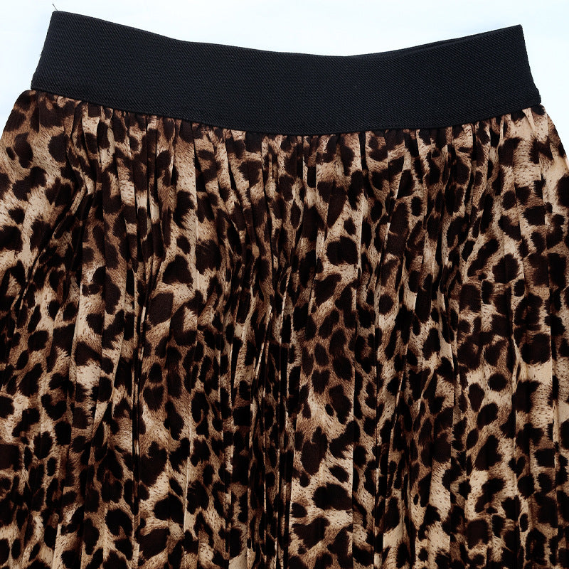 Leopard Print Accordion Pleat Maxi Skirt - Leopard - 7