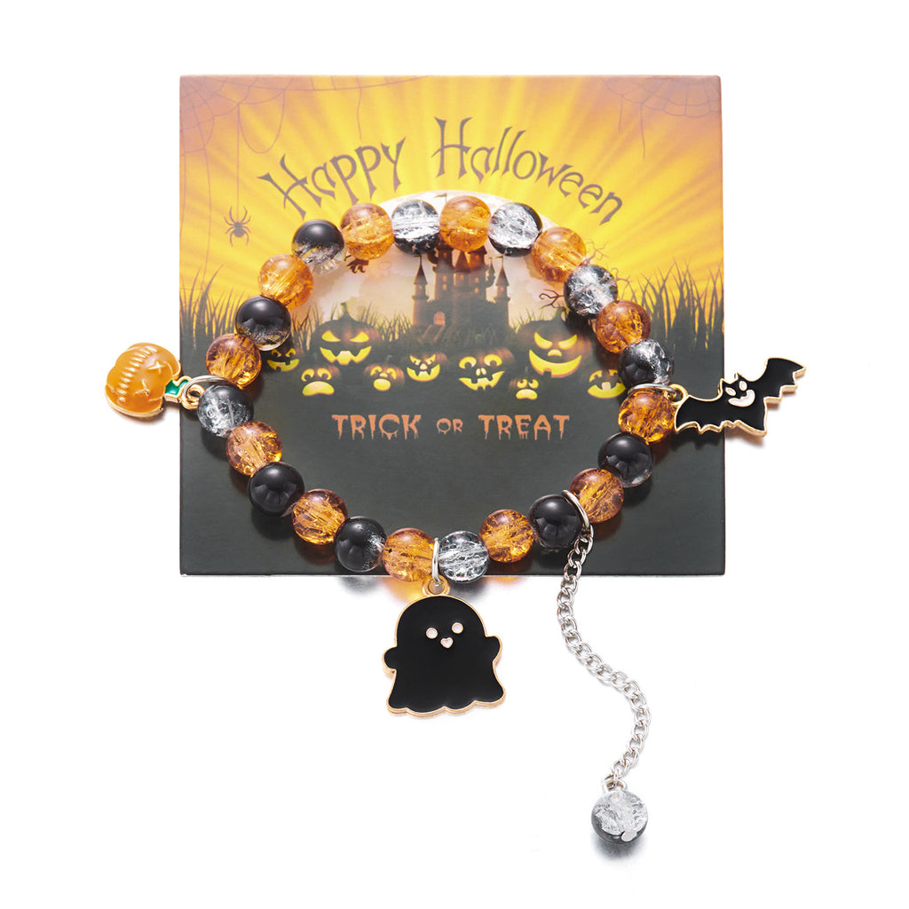 Stretch Bead Bracelet With Spooky Trinkets - C4