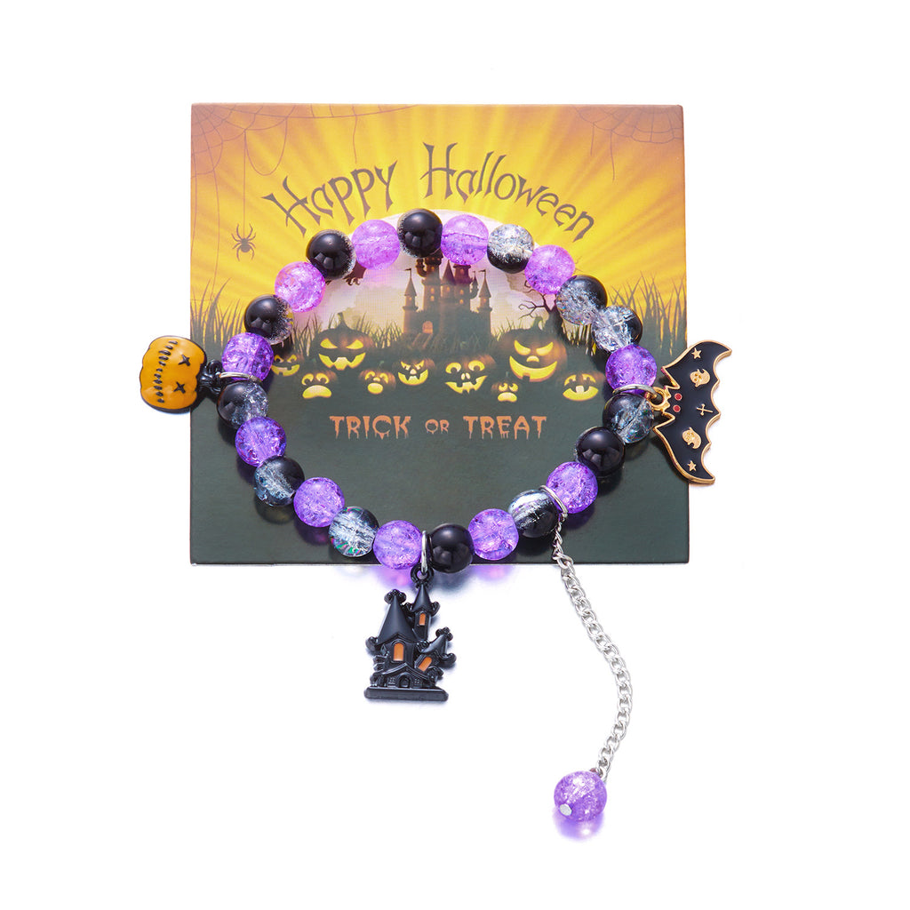 Stretch Bead Bracelet With Spooky Trinkets - C5