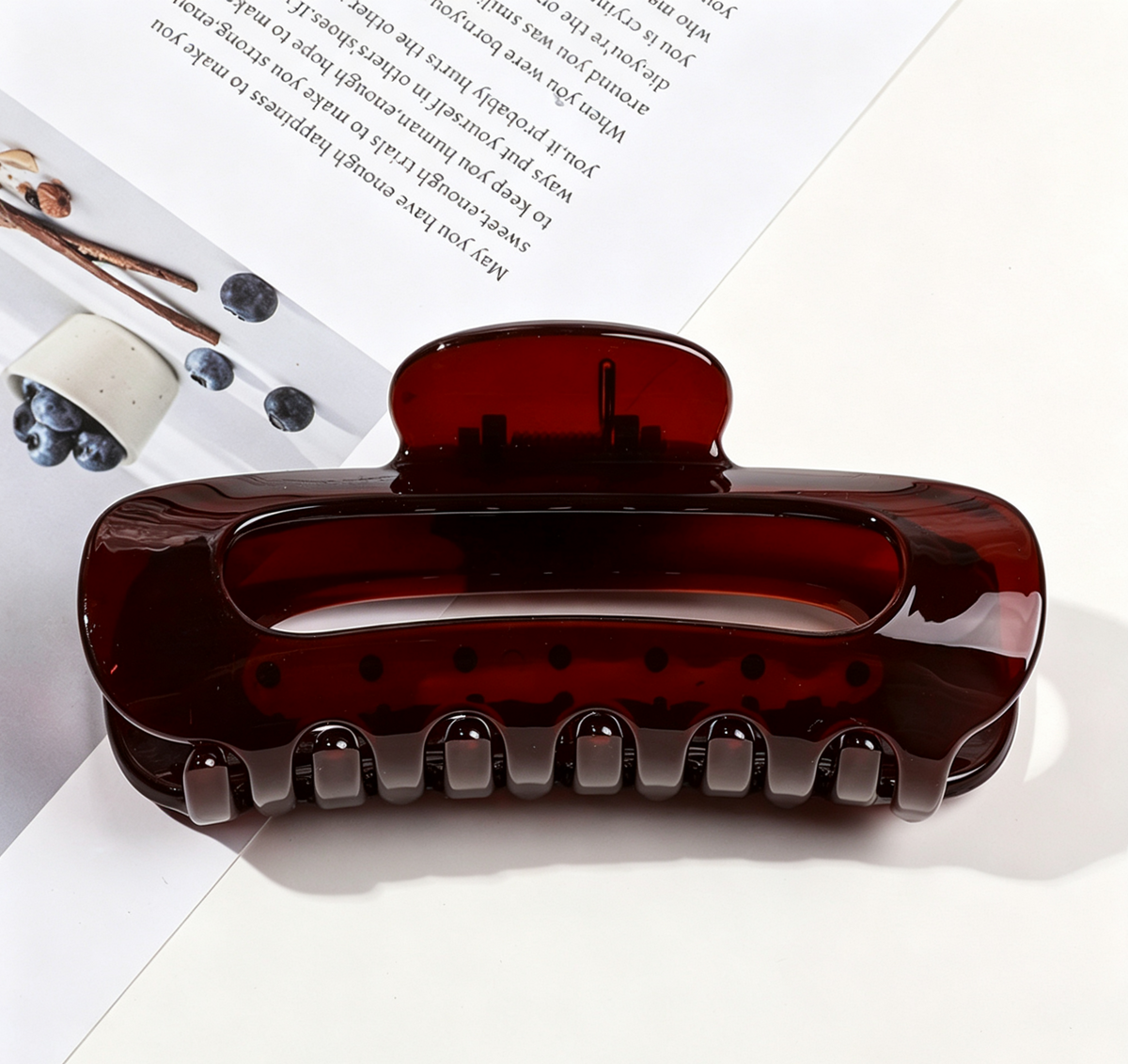 Glossy Oval Cutout Hair Claw Clip - Amber