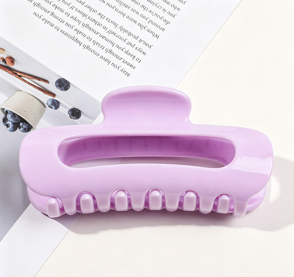 Glossy Oval Cutout Hair Claw Clip - Purple