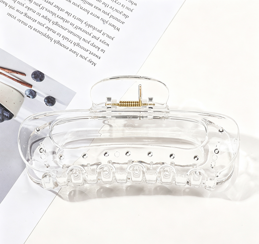 Glossy Oval Cutout Hair Claw Clip - Transparent