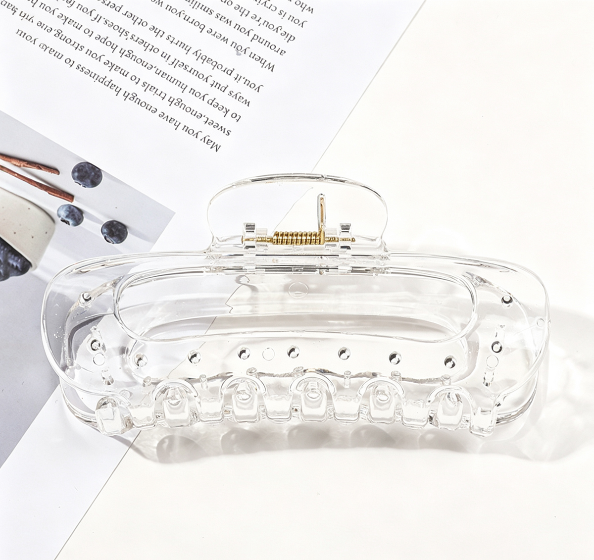 Glossy Oval Cutout Hair Claw Clip - Transparent