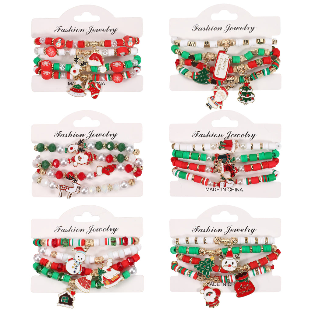 Festive Charm Adjustable Beaded Bracelet Set