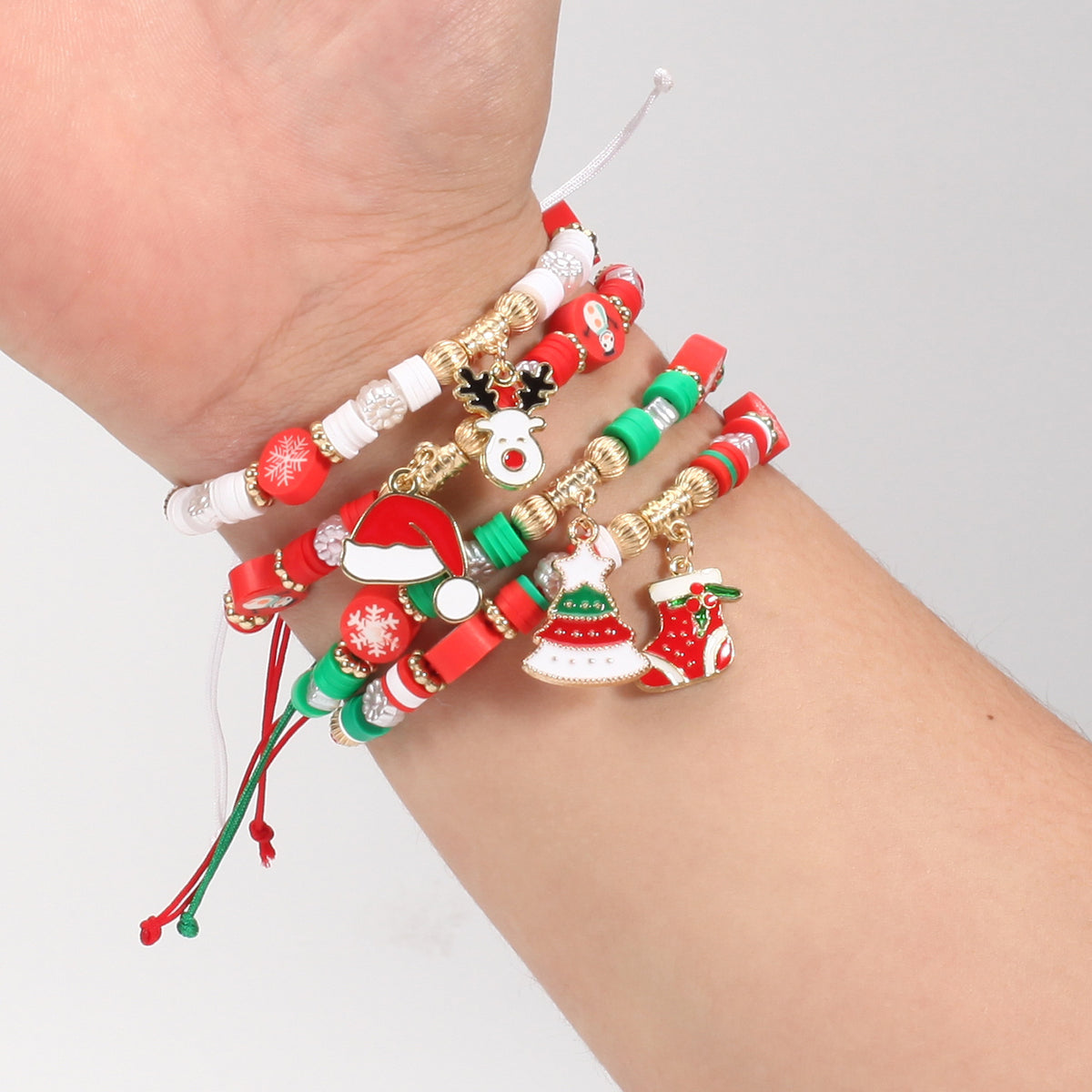 Festive Charm Adjustable Beaded Bracelet Set - view 4