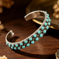Turquoise Stone Beaded Cuff Bracelet - Turquoise
