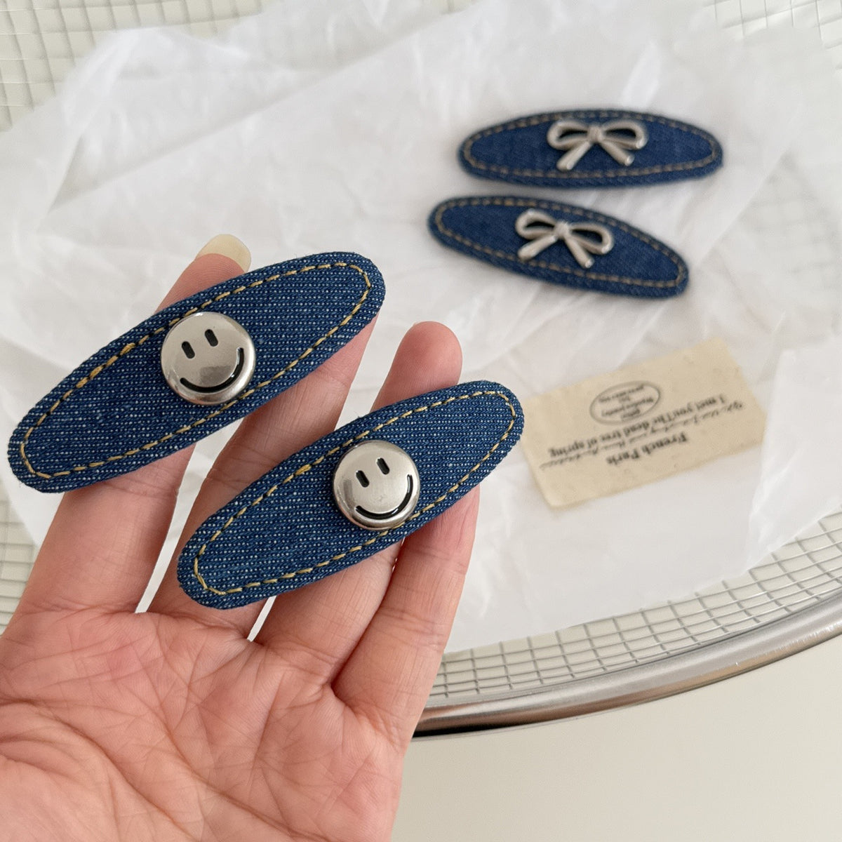 Smiley Face and Bow Snap Hair Barrettes
