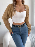 Cropped Shrug Bolero Knit Cardigan - Khaki