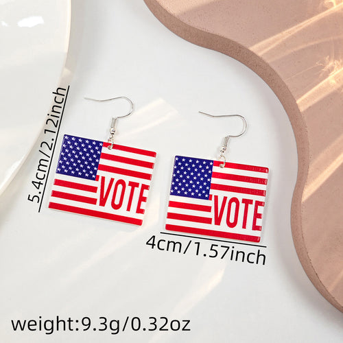 Americana Flag Statement Dangle Earrings - NO-5