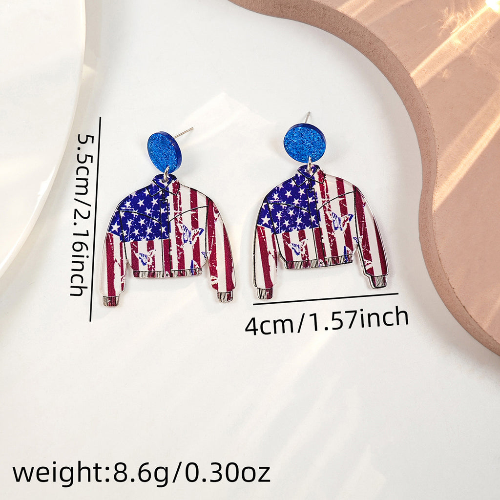 Americana Flag Statement Dangle Earrings - NO-6