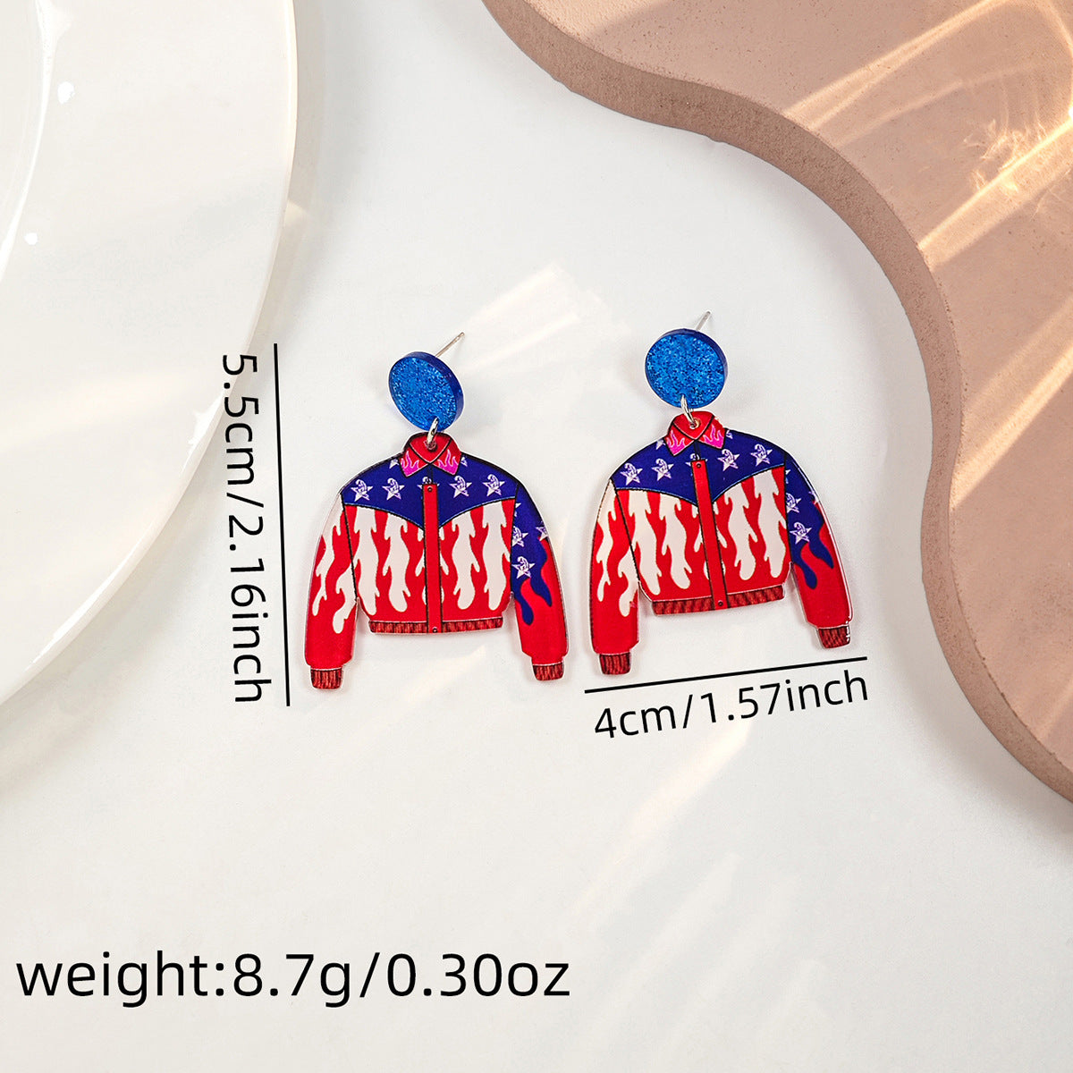 Americana Flag Statement Dangle Earrings - NO-8