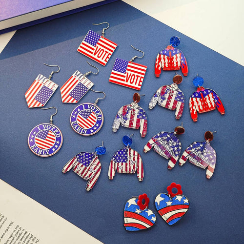 Americana Flag Statement Dangle Earrings