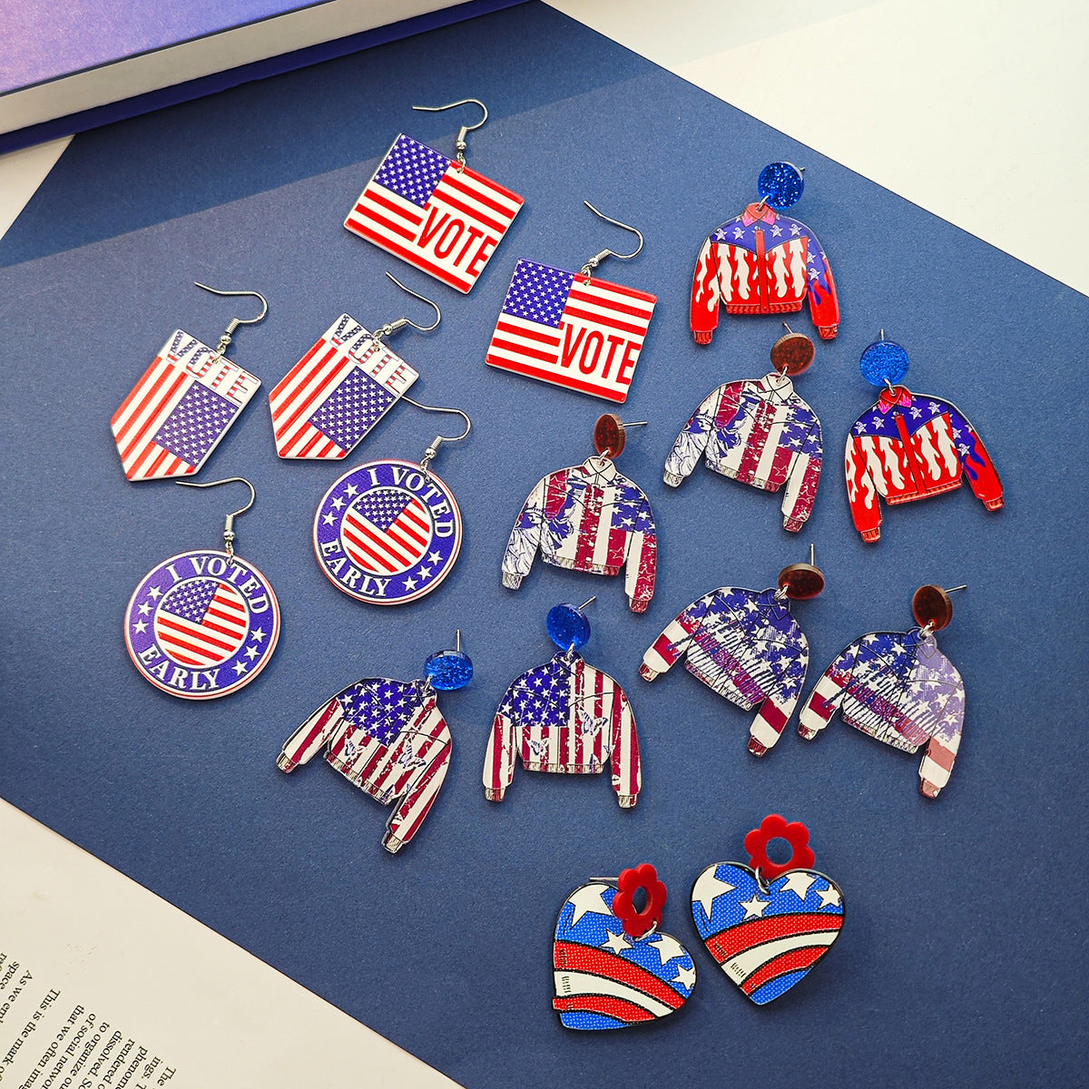 Americana Flag Statement Dangle Earrings - view 1