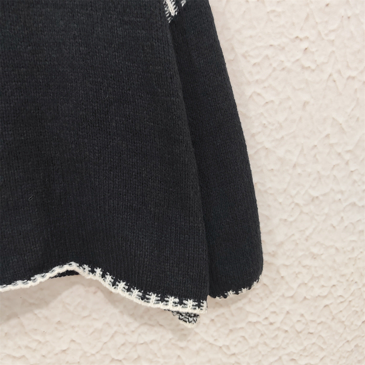Contrast Whipstitch Slouchy Knit Jumper - black - 3