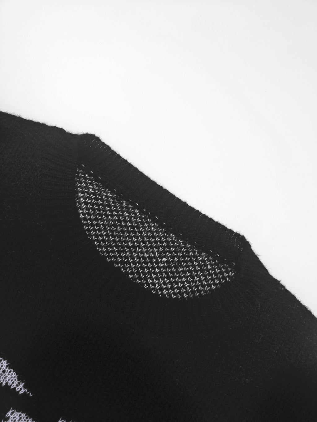 Rib Cage Print Oversized Knit Sweater - Black - 2