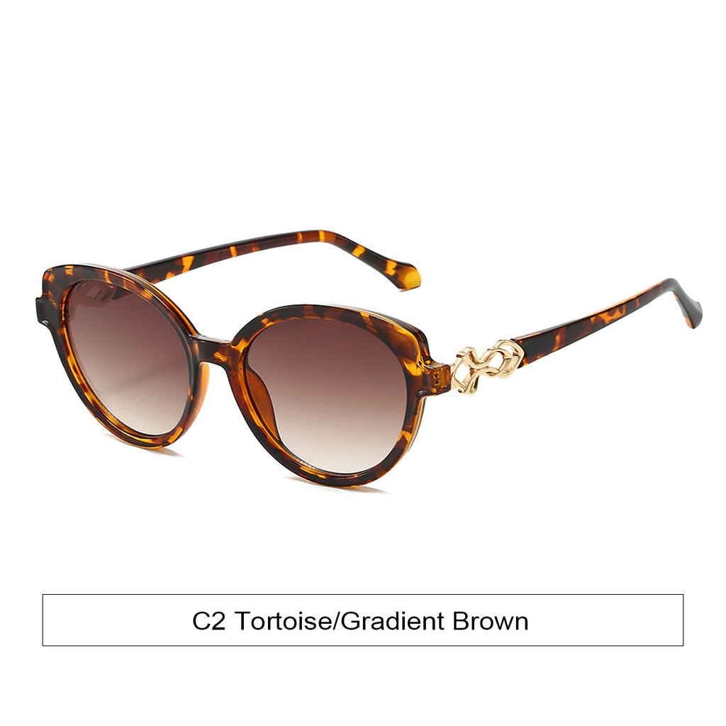 Rounded Cat Eye Gradient Lens Sunglasses - Decor - 1