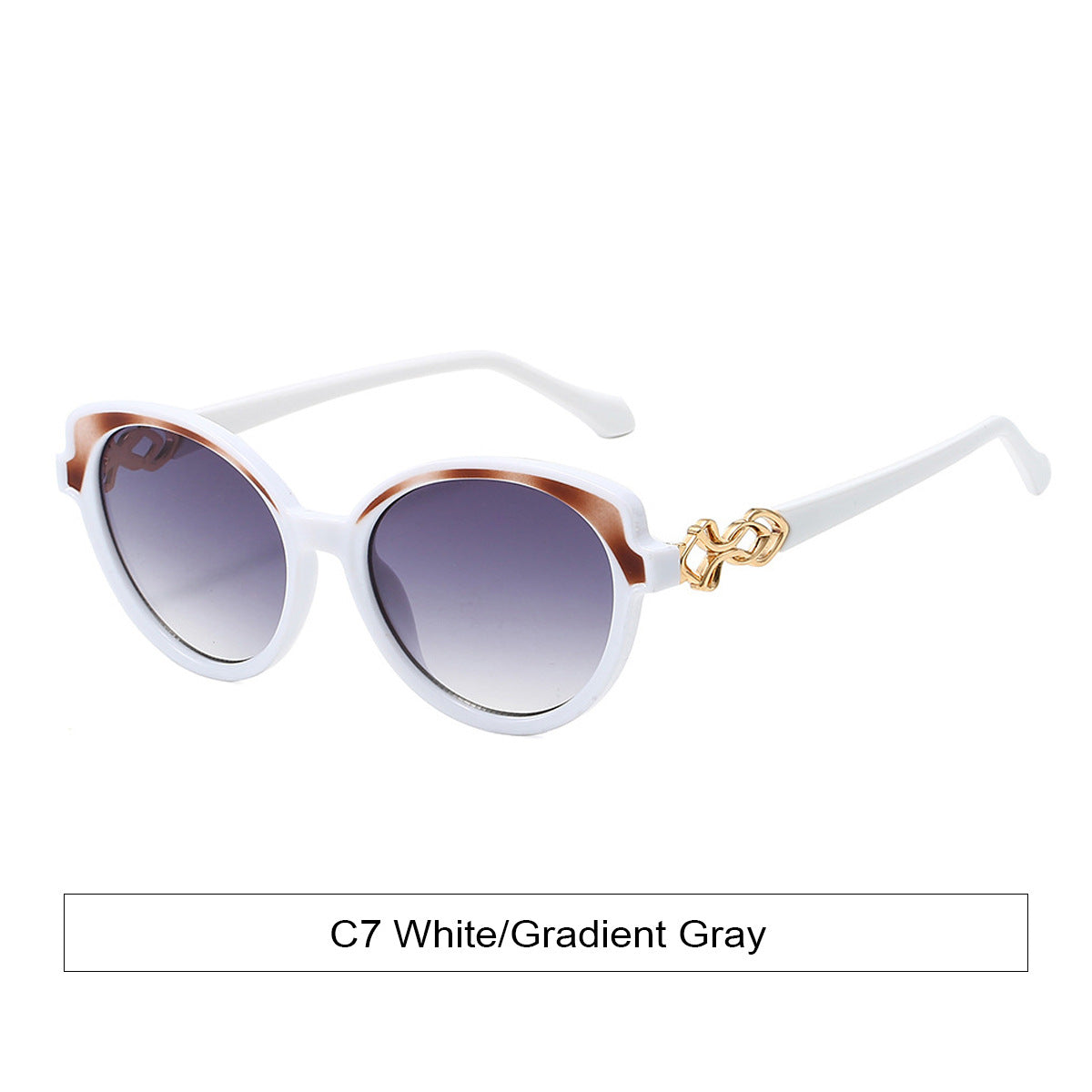 Rounded Cat Eye Gradient Lens Sunglasses - Grey