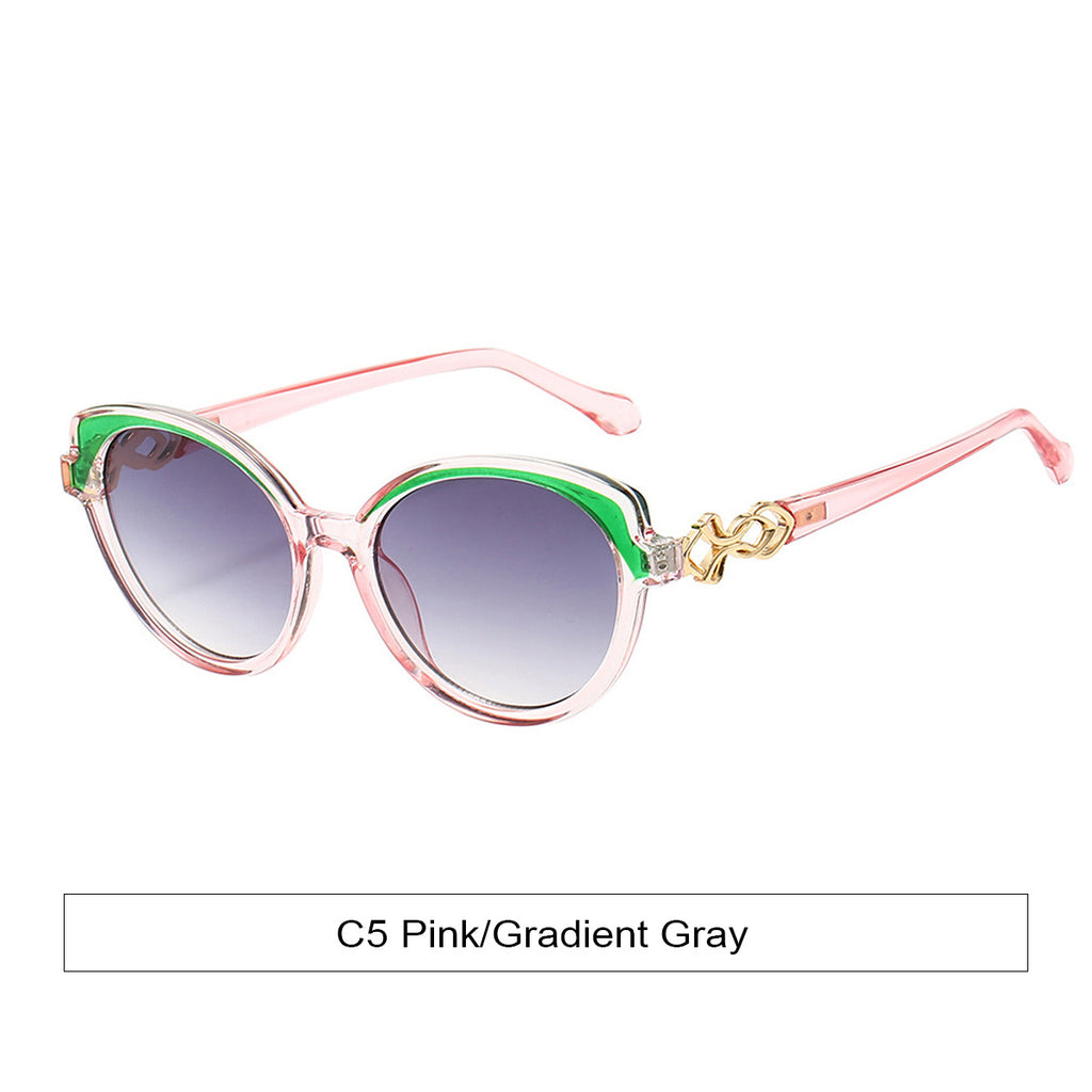 Rounded Cat Eye Gradient Lens Sunglasses - Pink