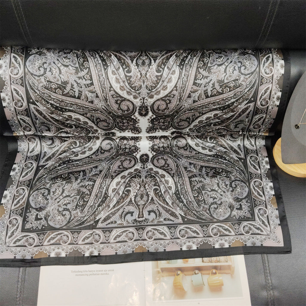 Vintage Paisley Medallion Bandana Head Scarf - Black