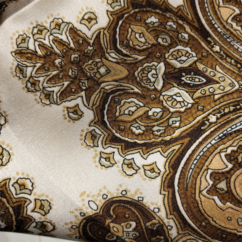 Vintage Paisley Medallion Bandana Head Scarf - Khaki - 3
