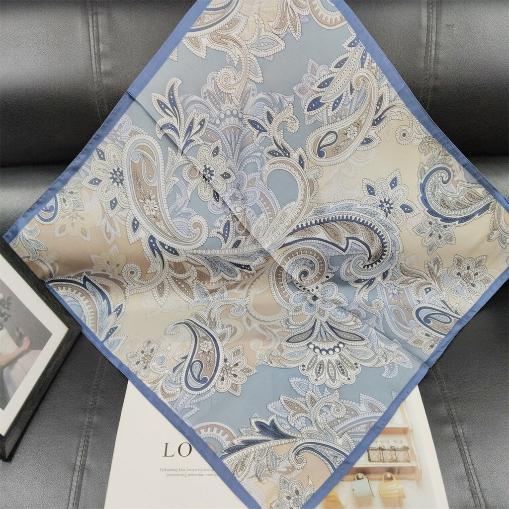 Vintage Paisley Medallion Bandana Head Scarf - LightBlue