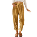 Pleated Corduroy Straight Leg Trousers - Khaki