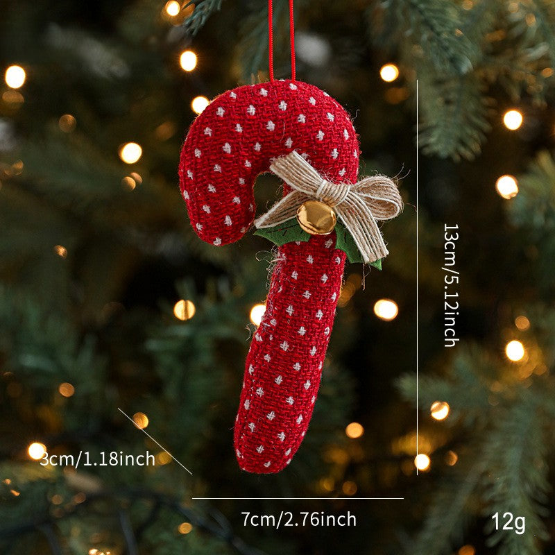 Plush Candy Cane Christmas Ornament with Jingle Bell - NO-2