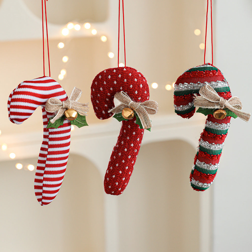 Plush Candy Cane Christmas Ornament with Jingle Bell - NO-3 - 2