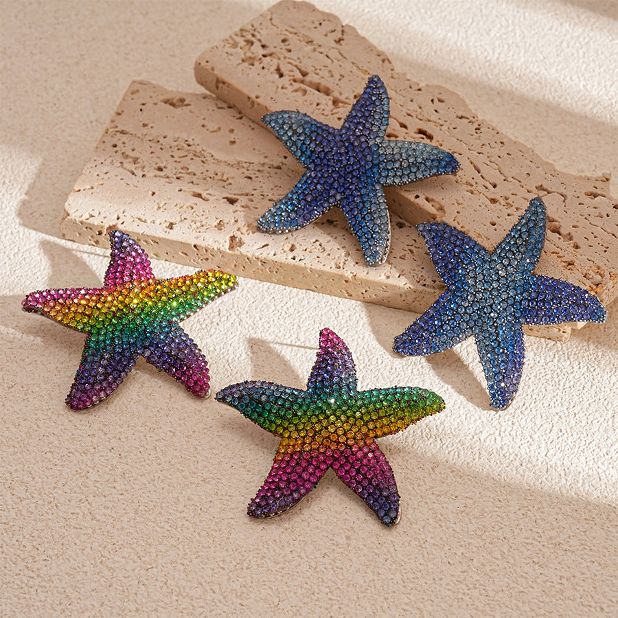 Pave Starfish Statement Stud Earrings - view 1