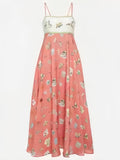 Printed Maxi Sundress With Smocked Bodice - Pink