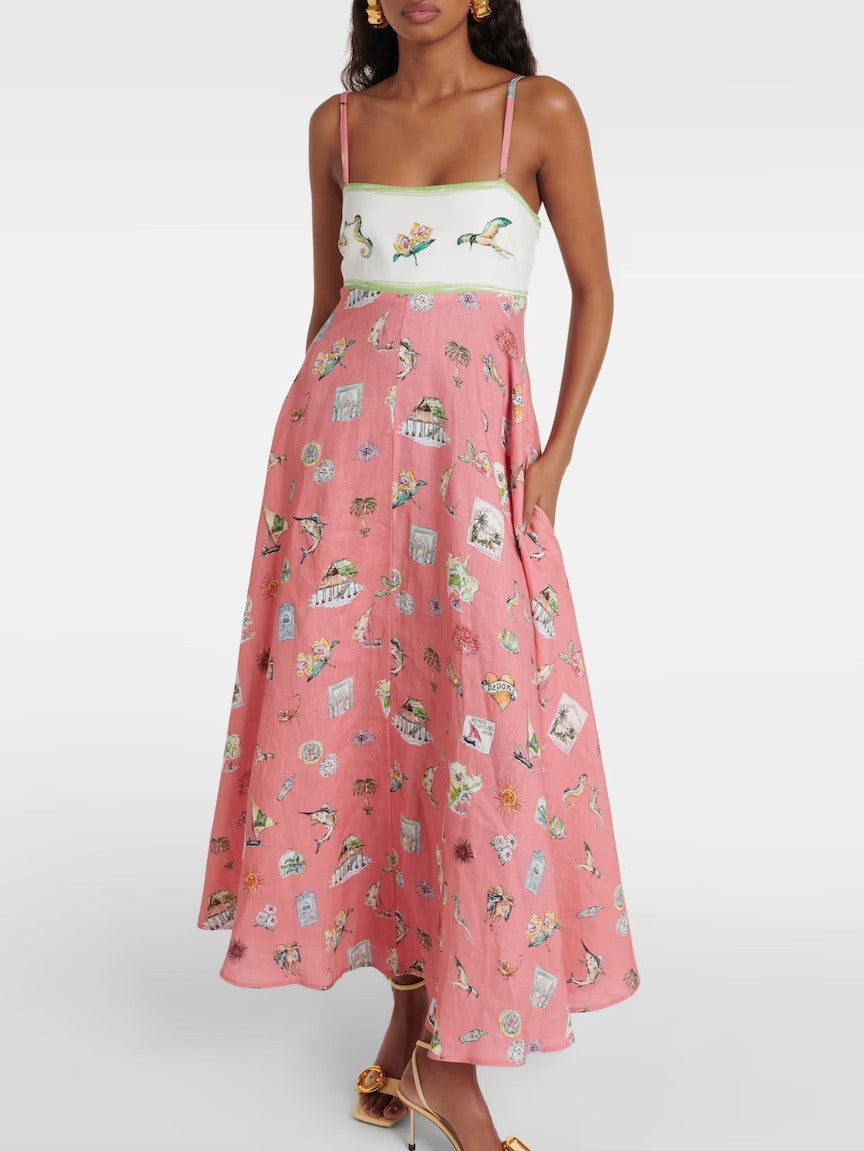 Printed Maxi Sundress With Smocked Bodice
